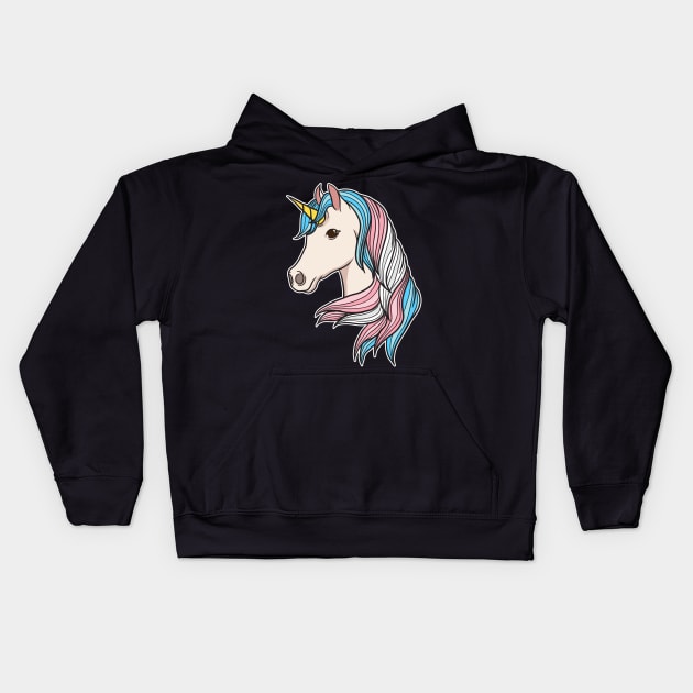 Trans Pride Unicorn Transgender LGBTQ Non-Binary Kids Hoodie by Dr_Squirrel